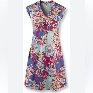 REI Co-op Northway Dress Floral Blue Midi Women's Size XXS Zip Pocket Outdoors
